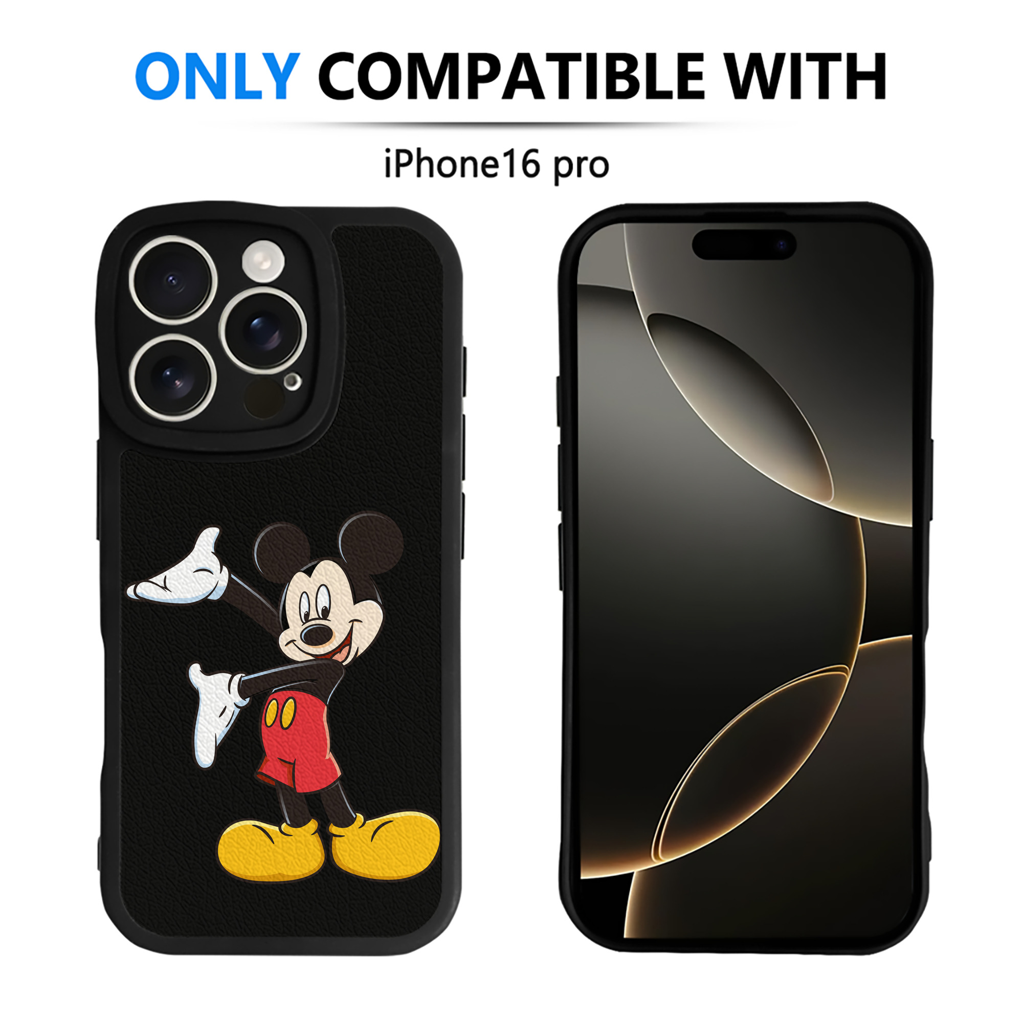 （画像用） ミッキーマウス Mickey Mouse 【iPhone 16シリーズ対応】シリコンスマホケース（レザー調） 材質：シリコン